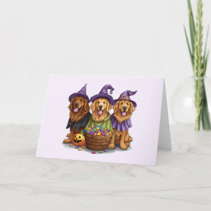 Cartes Pour Fêtes Annuelles Chiens sorciers de Halloween Golden Retriever