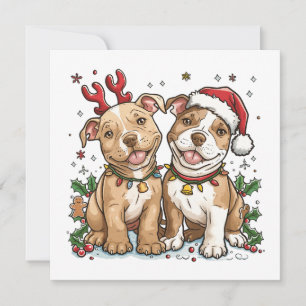 Cartes Pour Fêtes Annuelles Chiens taureaux de Noël Pit