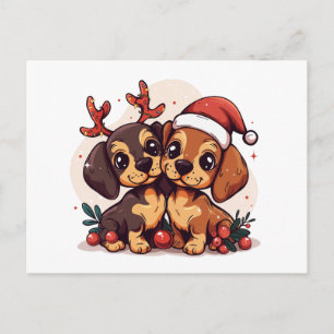 Cartes Pour Fêtes Annuelles Chiens teckel de Noël