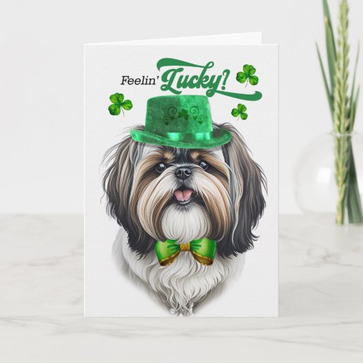 Cartes Pour Fêtes Annuelles Chih Tzu Chien Feelin' Lucky St Patrick's Day (Devant)