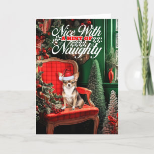 Cartes Pour Fêtes Annuelles Chihuahua Chien de Noël Naughty ou Nice
