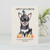 Cartes Pour Fêtes Annuelles Chihuahua Chien Halloween heureux (Debout devant)