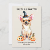 Cartes Pour Fêtes Annuelles Chihuahua Chien Halloween heureux (Devant)