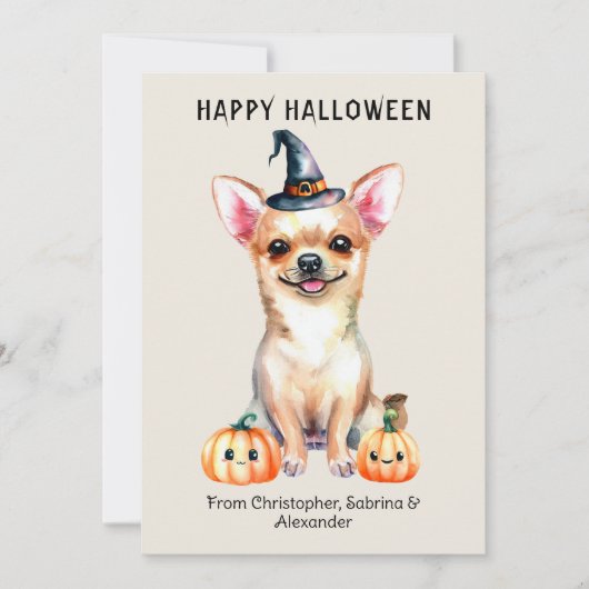 Cartes Pour Fêtes Annuelles Chihuahua Chien Halloween heureux (Devant)