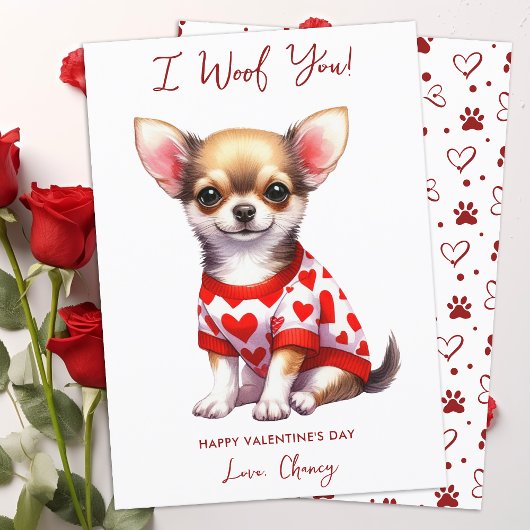 Cartes Pour Fêtes Annuelles Chihuahua Chien Woof Personnalisé Vous Valentines