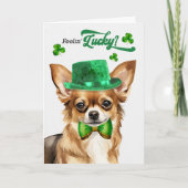 Cartes Pour Fêtes Annuelles Chihuahua Chig Feelin' Lucky St Patrick's Day (Devant)