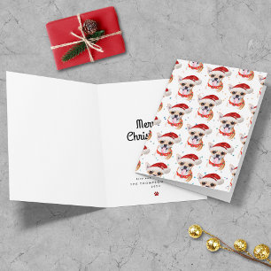 Cartes Pour Fêtes Annuelles Chihuahua Chiot À Santa Hat Motif de Noël
