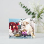 Cartes Pour Fêtes Annuelles Chihuahua chiot tenant le bal de Noël (Debout devant)