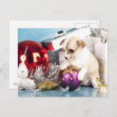 Cartes Pour Fêtes Annuelles Chihuahua chiot tenant le bal de Noël (Devant / Derrière)