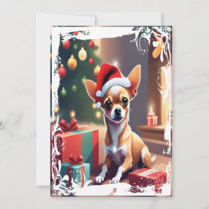 Cartes Pour Fêtes Annuelles Chihuahua en Casquette de Noël