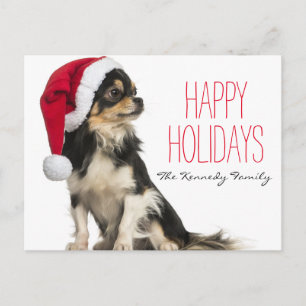 Cartes Pour Fêtes Annuelles Chihuahua portant un casquette de Noël