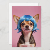 Cartes Pour Fêtes Annuelles Chihuahua wig (Devant / Derrière)