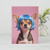 Cartes Pour Fêtes Annuelles Chihuahua wig (Debout devant)