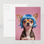 Cartes Pour Fêtes Annuelles Chihuahua wig (Devant / Derrière)