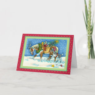 CARTES POUR FÊTES ANNUELLES CHINCOTEAGUE PONIES & NOËL SOUHAITE VERSE
