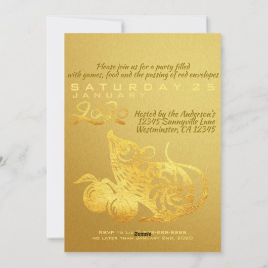 Cartes Pour Fêtes Annuelles Chine stylisée Palanquin Rat Année 2020 Parti FC (Dos)