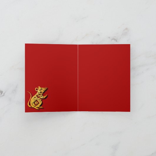 Cartes Pour Fêtes Annuelles Chinese Red Knot Rat (Intérieur)