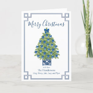 Cartes Pour Fêtes Annuelles Chinoiserie Arbre de Noël bleu et blanc