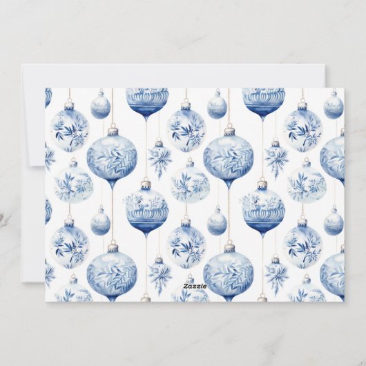 Cartes Pour Fêtes Annuelles Chinoiserie Bleu & Blanc Ornements de Noël Photo (Dos)