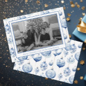 Cartes Pour Fêtes Annuelles Chinoiserie Bleu & Blanc Ornements de Noël Photo