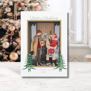 Cartes Pour Fêtes Annuelles Chinoiserie Noël Pagode Vert Sauge 1-Photo