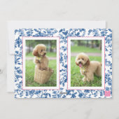 Cartes Pour Fêtes Annuelles Chinoiserie rose bleu Toile Noël Père Noël Photo (Dos)