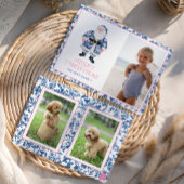 Cartes Pour Fêtes Annuelles Chinoiserie rose bleu Toile Noël Père Noël Photo