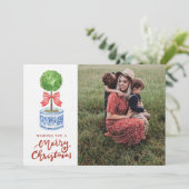 Cartes Pour Fêtes Annuelles Chinoiserie Topiary Photo de Noël (Debout devant)