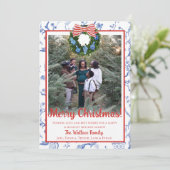 Cartes Pour Fêtes Annuelles Chinoiserie Wreath, Bleu & Blanc Grandmillenium (Debout devant)