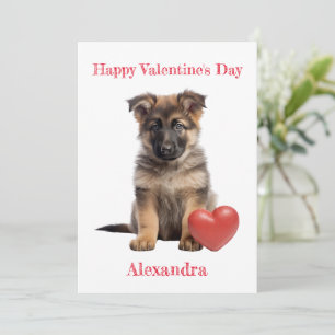 Cartes Pour Fêtes Annuelles Chiot allemand personnalisé avec coeur Valentine
