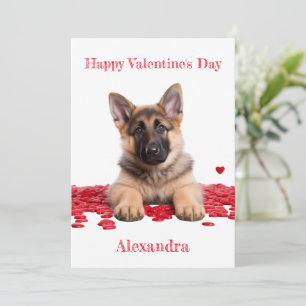 Cartes Pour Fêtes Annuelles Chiot allemand personnalisé sur coeur Valentine
