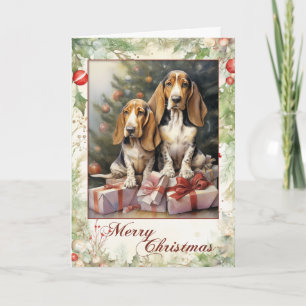 Cartes Pour Fêtes Annuelles Chiot Basset Hound Victorien Noël