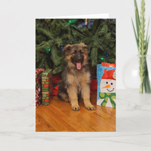 Cartes Pour Fêtes Annuelles Chiot berger allemand à Noël