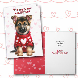Cartes Pour Fêtes Annuelles Chiot berger allemand en Saint-Valentin