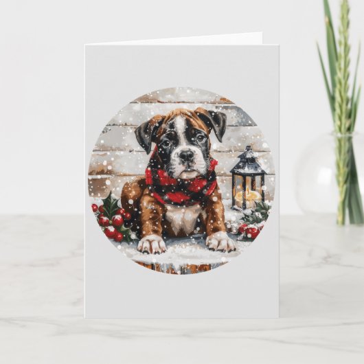 Cartes Pour Fêtes Annuelles Chiot boîte de Noël (Devant)