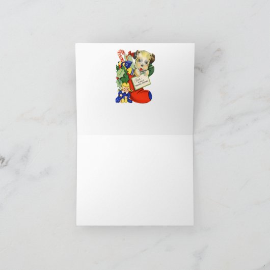 Cartes Pour Fêtes Annuelles Chiot dans Noël Stocker Parties scintillant Blue F (Intérieur)