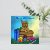 Cartes Pour Fêtes Annuelles Chiot dans une boîte, Joyeux Noël (Debout devant)