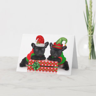 Cartes Pour Fêtes Annuelles chiot de bouledogue avec le cadeau de Noël