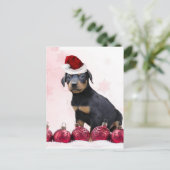 Cartes Pour Fêtes Annuelles Chiot de dobermann de Noël (Debout devant)
