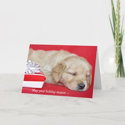 Cartes Pour Fêtes Annuelles Chiot de Noël Golden Retriever (Devant)