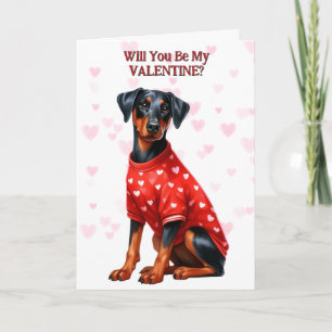 Cartes Pour Fêtes Annuelles Chiot Doberman Pinscher en Sweat Valentine