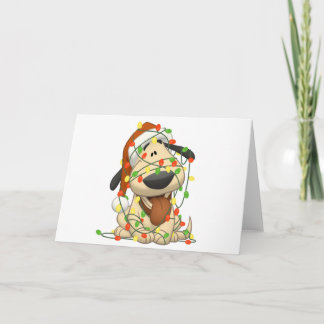 Cartes Pour Fêtes Annuelles Chiot drôle de lumières de Noël