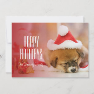 Cartes Pour Fêtes Annuelles Chiot endormi portant un chapeau de Père Noël