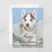 Cartes Pour Fêtes Annuelles Chiot enroué observé par bleu se reposant dans la (Devant / Derrière)