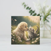 Cartes Pour Fêtes Annuelles Chiot Et Kitten (Debout devant)
