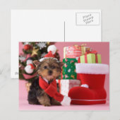 Cartes Pour Fêtes Annuelles Chiot et Noël de Yorkshire Terrier (Devant / Derrière)