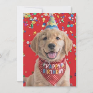 Cartes Pour Fêtes Annuelles chiot golden retriever souhaitant un joyeux annive