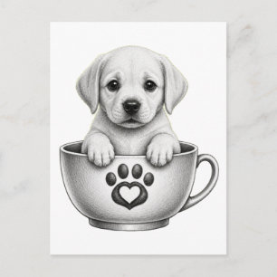 Cartes Pour Fêtes Annuelles Chiot Labrador Retriever en tasse à thé