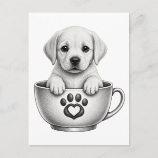 Cartes Pour Fêtes Annuelles Chiot Labrador Retriever en tasse à thé