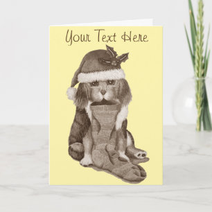 Cartes Pour Fêtes Annuelles chiot noir et brun mignon avec stockage de noël
